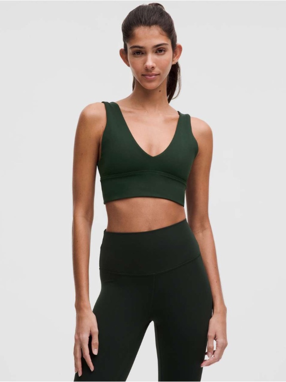 (8) Lululemon Align V-Neck Bra Light Support Rainforest Legacy Green Medium